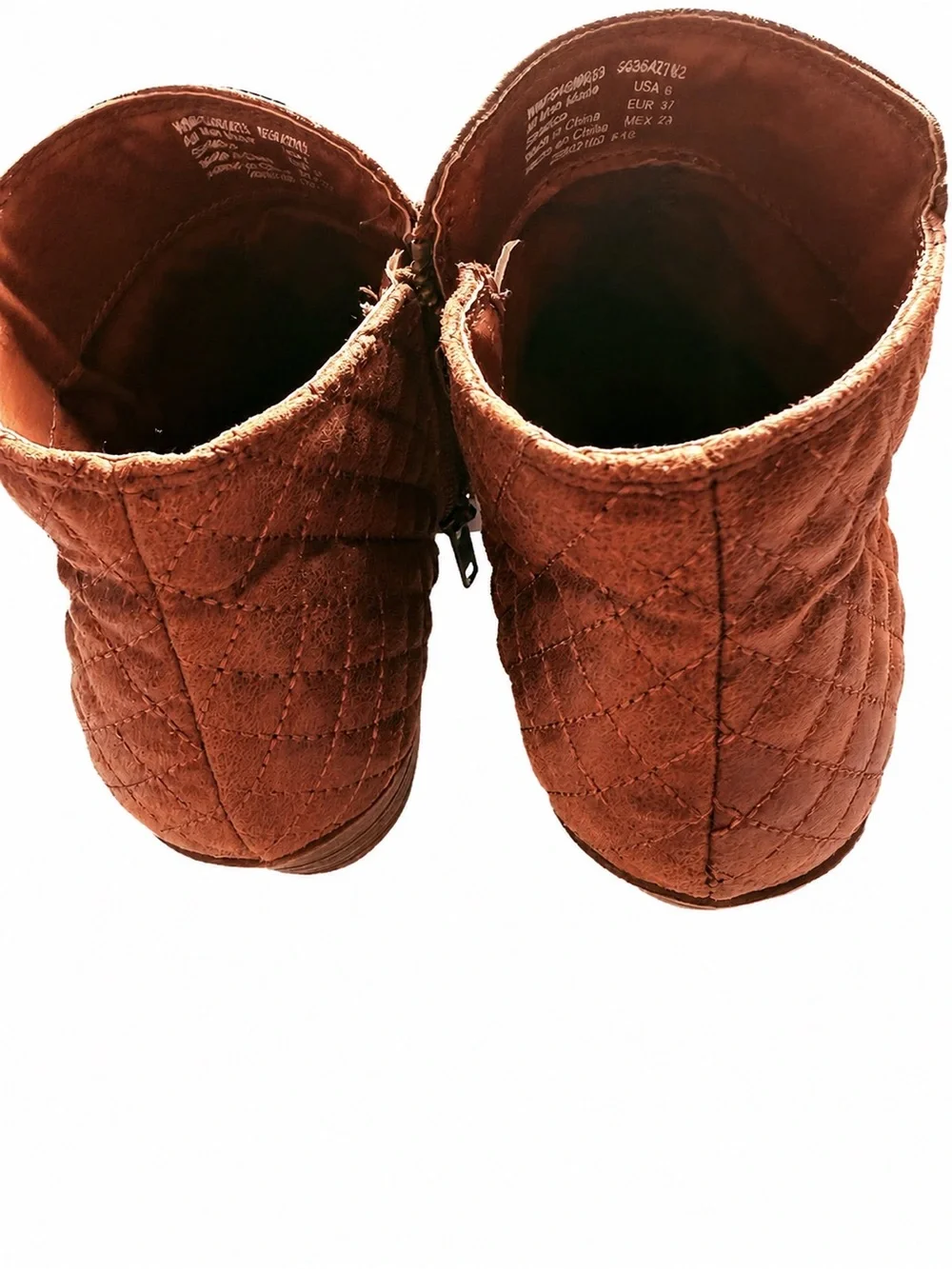 Faded Glory Cognac Brown Quilted Ankle Booties Size 6